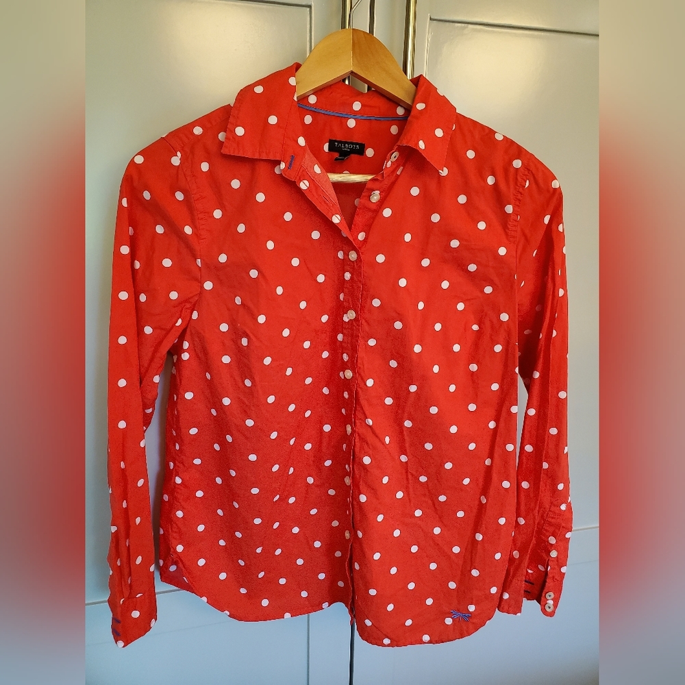 Talbots - Women's polka-dot button down - Sz Sp